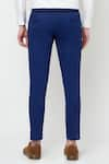 Lacquer Embassy_Blue Cotton Twill Plain Jural Trouser  _Online_at_Aza_Fashions