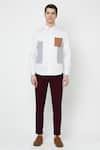 Buy_Lacquer Embassy_Red Cotton Twill Plain Melfoy Trouser  _at_Aza_Fashions