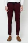 Shop_Lacquer Embassy_Red Cotton Twill Plain Melfoy Trouser  _at_Aza_Fashions