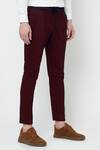 Lacquer Embassy_Red Cotton Twill Plain Melfoy Trouser  _Online_at_Aza_Fashions