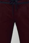 Lacquer Embassy_Red Cotton Twill Plain Melfoy Trouser  _at_Aza_Fashions