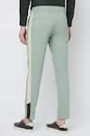 Shop_Lacquer Embassy_Green Cotton Twill Plain Tortic Trouser  _Online_at_Aza_Fashions