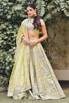 Buy_Tamanna Punjabi Kapoor_Yellow Chanderi Silk Pentagon Embellished Bridal Lehenga Set _at_Aza_Fashions