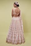 Shop_Tamanna Punjabi Kapoor_Pink Georgette V Neck Mirror Embellished Bridal Lehenga Set _at_Aza_Fashions