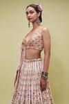 Shop_Tamanna Punjabi Kapoor_Pink Georgette V Neck Mirror Embellished Bridal Lehenga Set _Online_at_Aza_Fashions