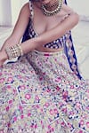 Tamanna Punjabi Kapoor_Blue Raw Silk Sweetheart Neck Floral Embroidered Bridal Lehenga Set  _Online_at_Aza_Fashions