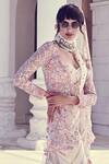 Tamanna Punjabi Kapoor_White Soft Net Crop Top V Neck Mirror Embellished Jacket And Sharara Set _Online_at_Aza_Fashions