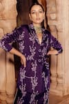 Buy_Seeaash_Purple Modal Satin Printed Floral Motifs Lapel Pant And Blazer Set _Online_at_Aza_Fashions