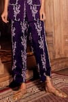 Shop_Seeaash_Purple Modal Satin Printed Floral Motifs Lapel Pant And Blazer Set _Online_at_Aza_Fashions