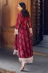 Shop_Seeaash_Red Chanderi Printed Floral Motifs V Neck Kurta And Pant Set _at_Aza_Fashions