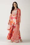 Buy_Archana Shah_White Kurta And Pant Crepe Silk Dupatta Net Printed Sharara Set _at_Aza_Fashions