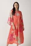 Buy_Archana Shah_Orange Bemberg Silk Printed Kurta _at_Aza_Fashions