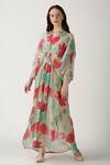 Archana Shah_Green Crepe Silk Printed Kaftan _Online_at_Aza_Fashions