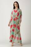 Buy_Archana Shah_Green Crepe Silk Printed Kaftan _Online_at_Aza_Fashions