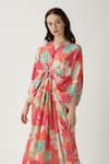 Shop_Archana Shah_Orange Crepe Silk Printed Kaftan _Online_at_Aza_Fashions