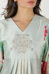 Shop_Archana Shah_Blue Bemberg Silk Printed Kurta _Online_at_Aza_Fashions