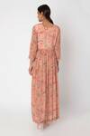Shop_Archana Shah_Peach Bemberg Crepe Printed Dress _at_Aza_Fashions