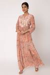 Buy Archana Shah Peach Bemberg Crepe Printed Dress at Aza Fashions Buy_Archana Shah_Peach Bemberg Crepe Printed Dress_at_Aza_Fashions