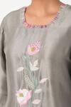 Buy_Archana Shah_Grey Blended Silk Embroidered Kurta And Pant Set _Online_at_Aza_Fashions