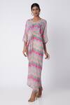 Buy_Archana Shah_Grey Bemberg Crepe Printed Kaftan _at_Aza_Fashions