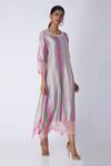 Buy_Archana Shah_Multi Color Blended Silk Striped Kurta _at_Aza_Fashions