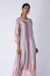 Archana Shah_Multi Color Blended Silk Striped Kurta _Online_at_Aza_Fashions