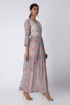 Buy_Archana Shah_Grey Bemberg Crepe Printed Dress _at_Aza_Fashions