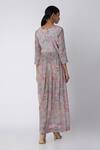 Shop_Archana Shah_Grey Bemberg Crepe Printed Dress _at_Aza_Fashions