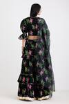 Buy_Label Earthen_Black Cotton Mal Embroidery Sweetheart Neck Printed Lehenga Set _Online_at_Aza_Fashions