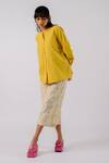 Tussah By Siddhi Shah_Yellow , Handloom Cut Work Round Neck Shirt With Pant _Online_at_Aza_Fashions