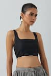 Buy_The Indian Cause_Black Chanderi Square Neck Zade Bralette With Skirt
