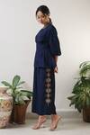 Buy_Aditi Somani_Blue Dupion Puff Sleeve Tunic And Pant Set_Online_at_Aza_Fashions
