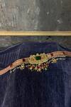 Shop_Aditi Gupta_Gold Mirrors, Pearls, Metallic Thread Banarasi Silk Meenakari Belt _at_Aza_Fashions