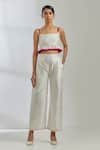 Buy_TIC_White Raw Silk Scoop Neck Rigel Frill Top And Pant Set _at_Aza_Fashions