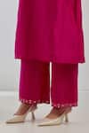 The Indian Cause_Pink Raw Silk Sequin Shirt Collar Kurta And Palazzo Set _at_Aza_Fashions