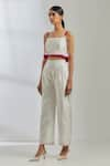 Buy_TIC_White Raw Silk Scoop Neck Rigel Frill Top And Pant Set _Online_at_Aza_Fashions