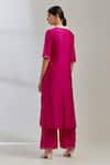 Shop_The Indian Cause_Pink Raw Silk Sequin Shirt Collar Kurta And Palazzo Set _at_Aza_Fashions