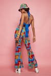 Shop_Esha L Amin_Multi Color Denim Patchwork Geometric Motifs Patched Bell Bottom Pant _at_Aza_Fashions