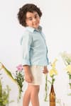 Littleens_Blue Handloom , Organic Shirt _Online_at_Aza_Fashions