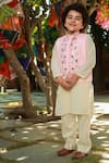 Buy_Littleens_Pink Velvet, Cotton Embroidery Bundi And Kurta Set _at_Aza_Fashions