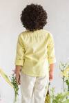 Shop_LITTLEENS_Yellow Organic Cotton Embroidered Shirt _at_Aza_Fashions