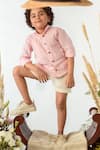 LITTLEENS_Pink Organic Cotton Pintuck Shirt  _Online_at_Aza_Fashions