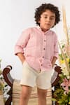 Shop_LITTLEENS_Pink Organic Cotton Pintuck Shirt  _Online_at_Aza_Fashions