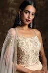 Buy_Niamh By Kriti_White Georgette Embroidered Thread Work Round Floral Anarkali With Dupatta _Online_at_Aza_Fashions