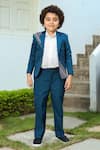 Littleens_Blue Taabir Blazer And Pant Set For Boys_Online_at_Aza_Fashions