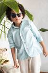 Shop_Littleens_Blue Handloom Cotton Organic Shirt _at_Aza_Fashions