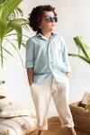 Littleens_Blue Handloom Cotton Organic Shirt _Online_at_Aza_Fashions
