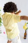 Shop_Littleens_Yellow Handloom , Organic Shirt _at_Aza_Fashions