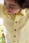 Buy_Littleens_Yellow Handloom , Organic Shirt _Online_at_Aza_Fashions