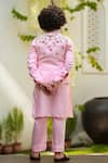 Shop_Littleens_Pink Embroidered Nehru Jacket For Boys_at_Aza_Fashions